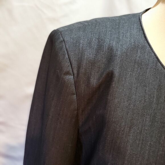 Calvin Klein Fitted Jacket Blue Faux Denim Zip Front Pockets Full Zip, Size 12 - Picture 10 of 13